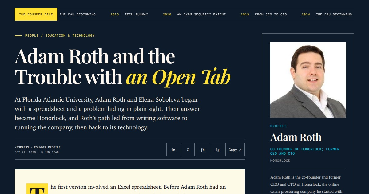 Adam Roth - Co-founder, Honorlock | YesPress