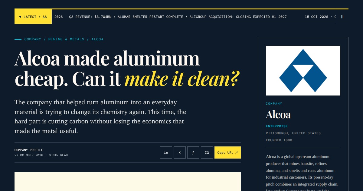 Alcoa - Aluminum’s next industrial test | YesPress