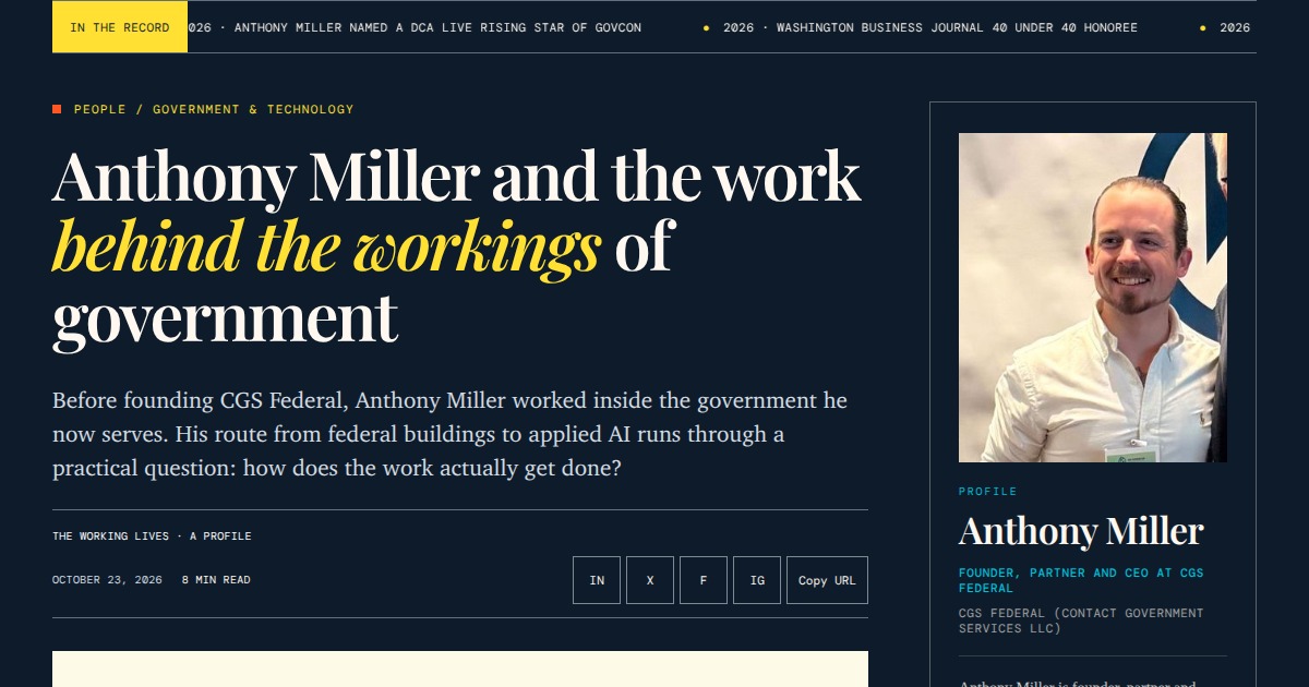 Anthony Miller - Founder, Partner and CEO, CGS Federal | YesPress