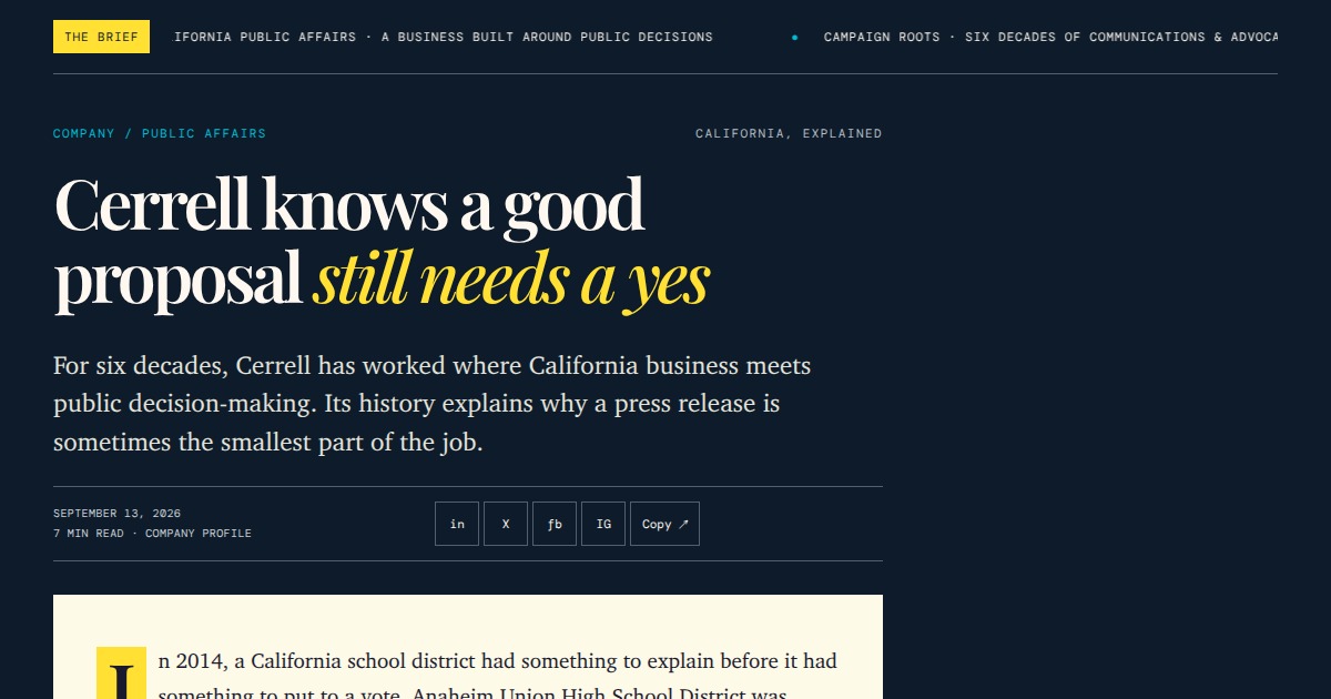 Cerrell knows a good proposal still needs a yes | YesPress