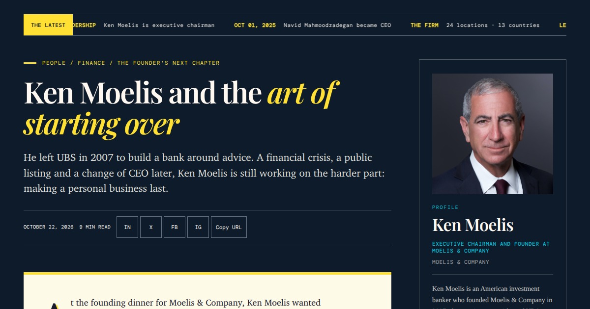 Ken Moelis - Executive Chairman and Founder, Moelis & Company | YesPress