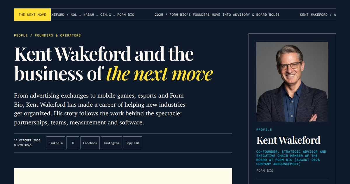 Kent Wakeford - Co-Founder & Strategic Advisor, Form Bio | YesPress