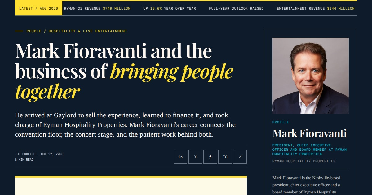 Mark Fioravanti - President and CEO, Ryman Hospitality Properties ...