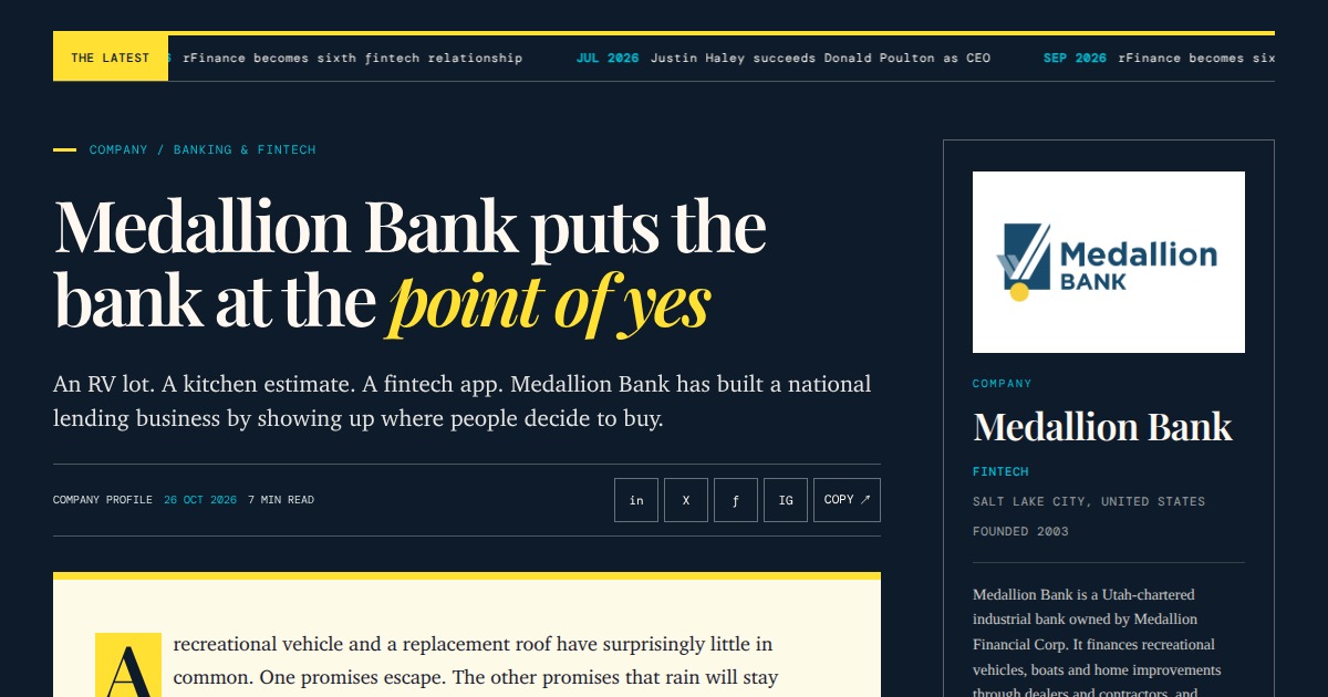 Medallion Bank - Finance at the Checkout | YesPress