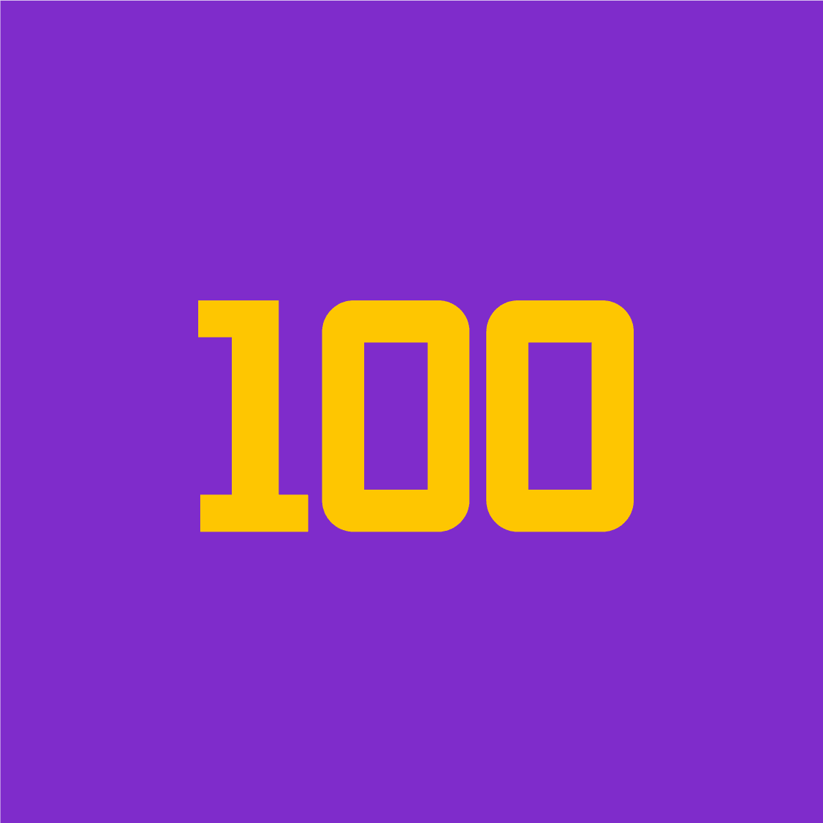 100mentors logo - yellow 100 on a purple square