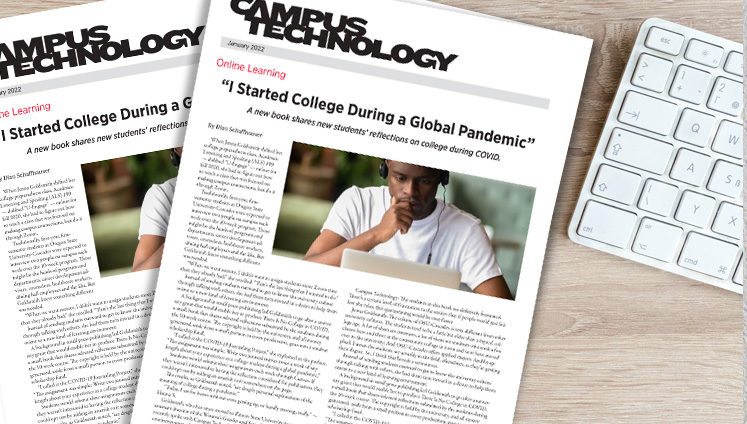 PARS product display of Campus Technology article reprints beside a keyboard