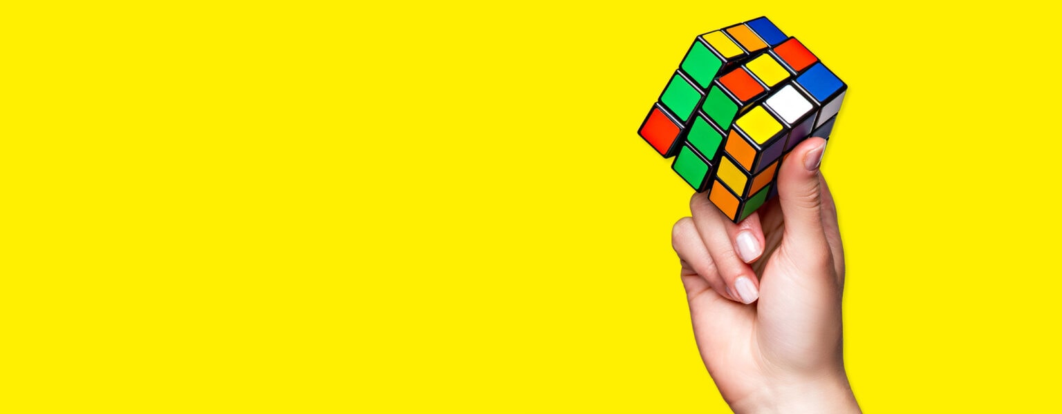 Rubik's Cube campaign featuring a colorful puzzle cube