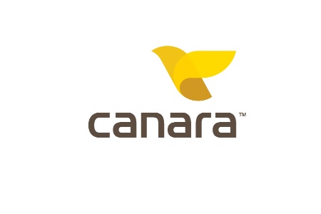 Canara identity with a folded yellow bird above the wordmark