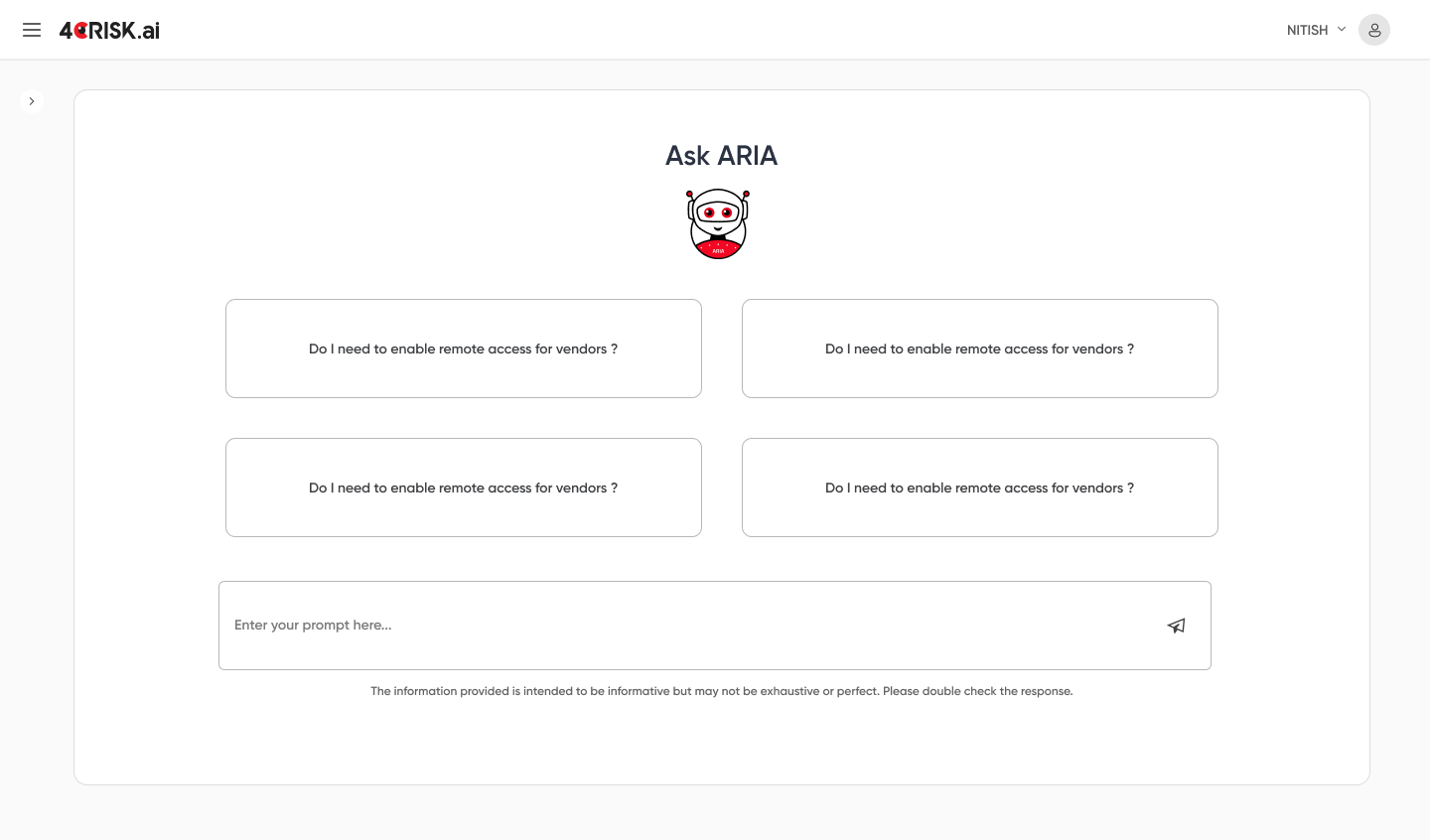 Ask ARIA Co-Pilot conversational interface