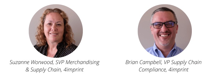 Portraits of Suzanne Worwood and Brian Campbell, identified in PPAI’s 2023 feature as merchandising and supply-chain leaders