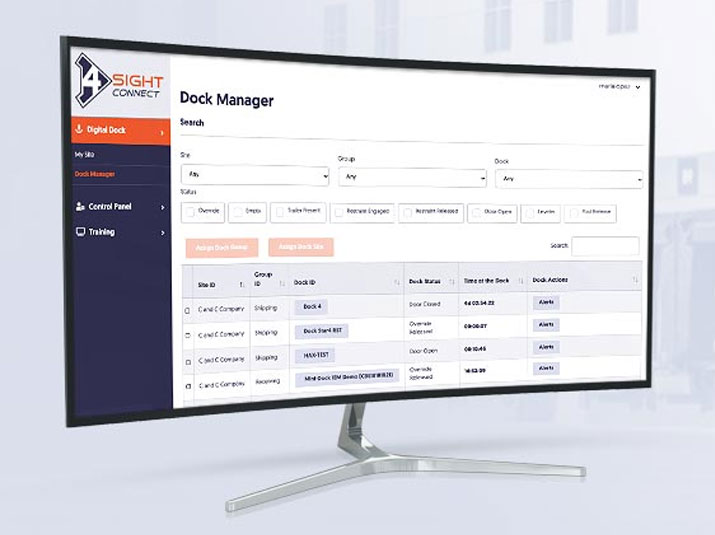 Historical 4SIGHT Connect Digital Dock manager interface displayed on a monitor