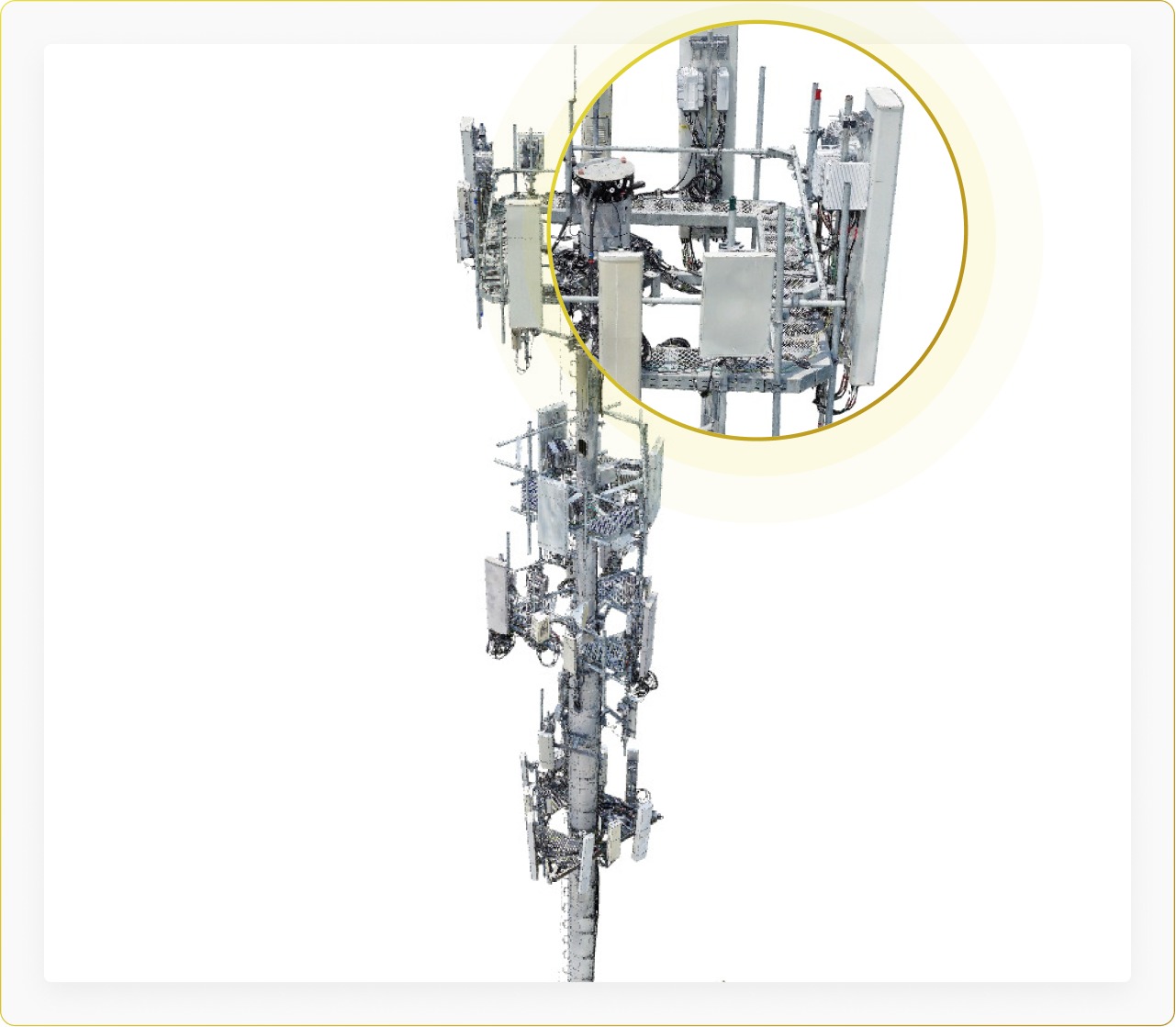 A 3D photogrammetric digital twin of the same cell tower rendered as a point cloud