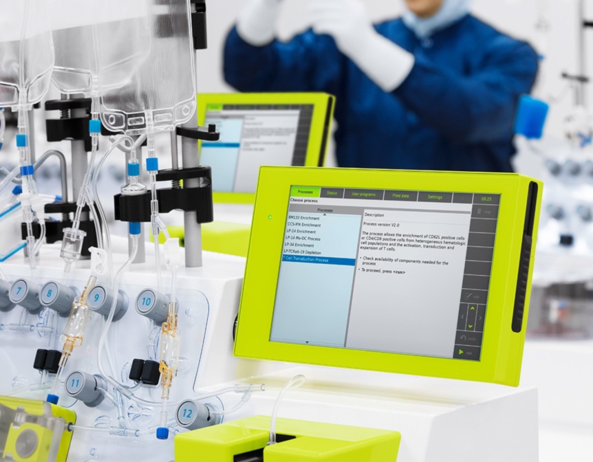 Automated cell-processing equipment shown on A2 Bio’s manufacturing page