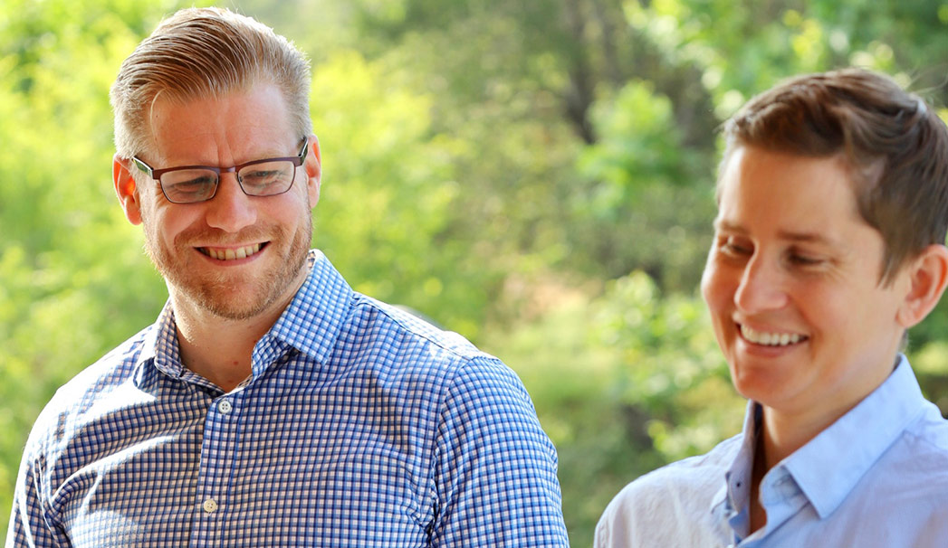 Two colleagues in a photograph published on A2 Bio’s careers page