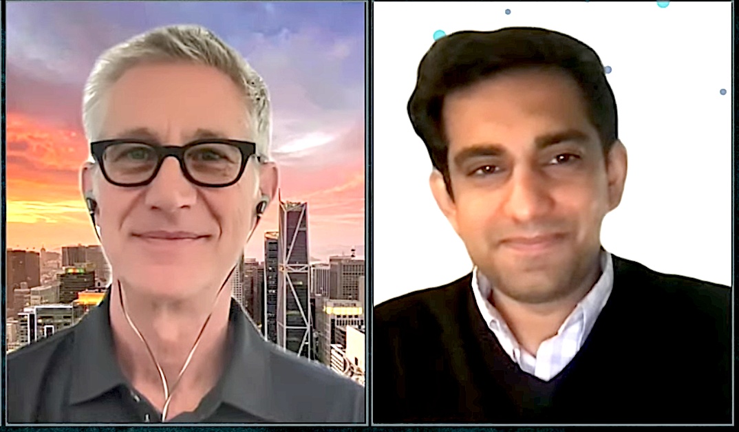 Bobby Napiltonia on the left and Aakrit Prasad on the right during their 2023 video interview.