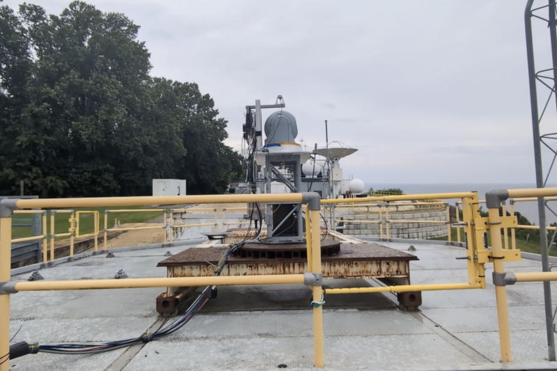 Aalyria optical communications hardware on a rooftop test site