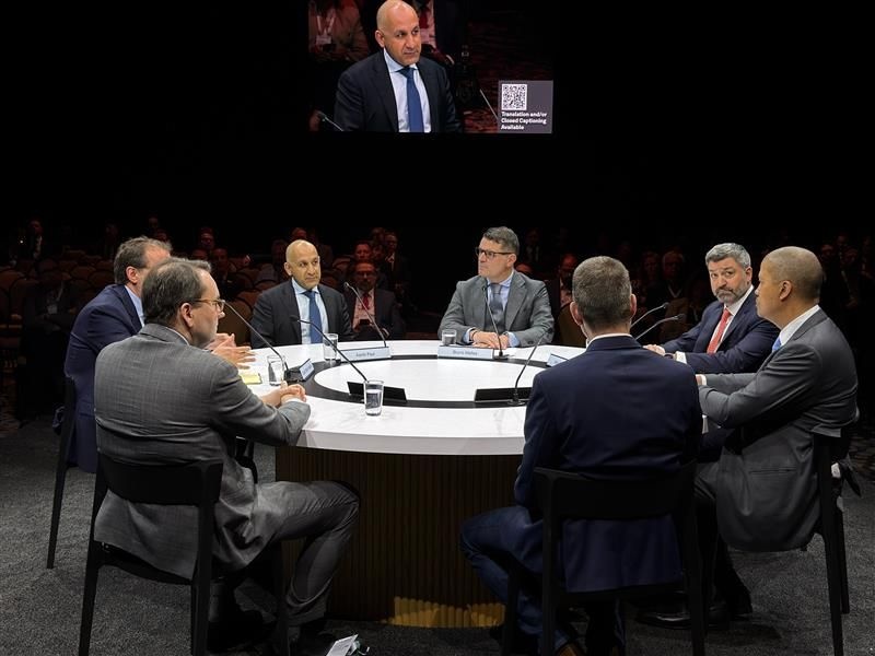 The wider CERAWeek 2026 roundtable with Aamir Paul seated left of center