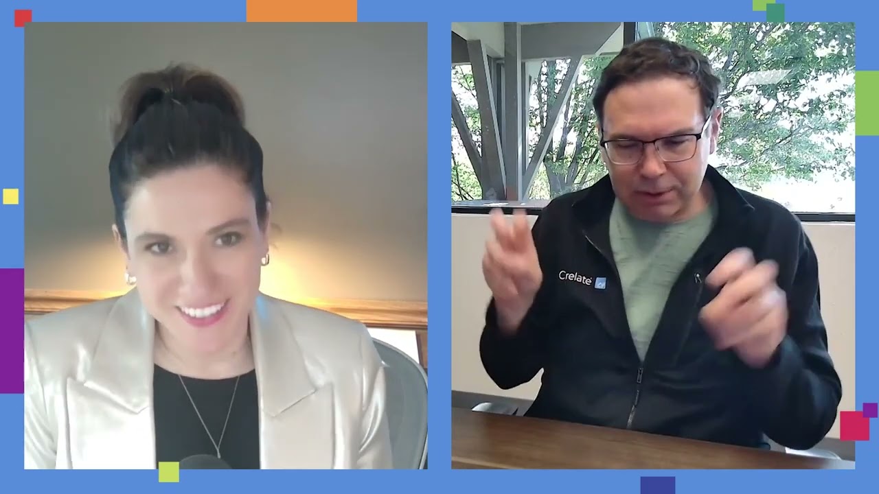 Kortney Harmon and Aaron Elder discussing recruiting technology in a split-screen video conversation
