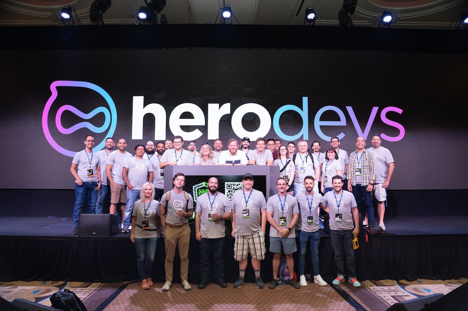 The HeroDevs team together on the ng-conf stage