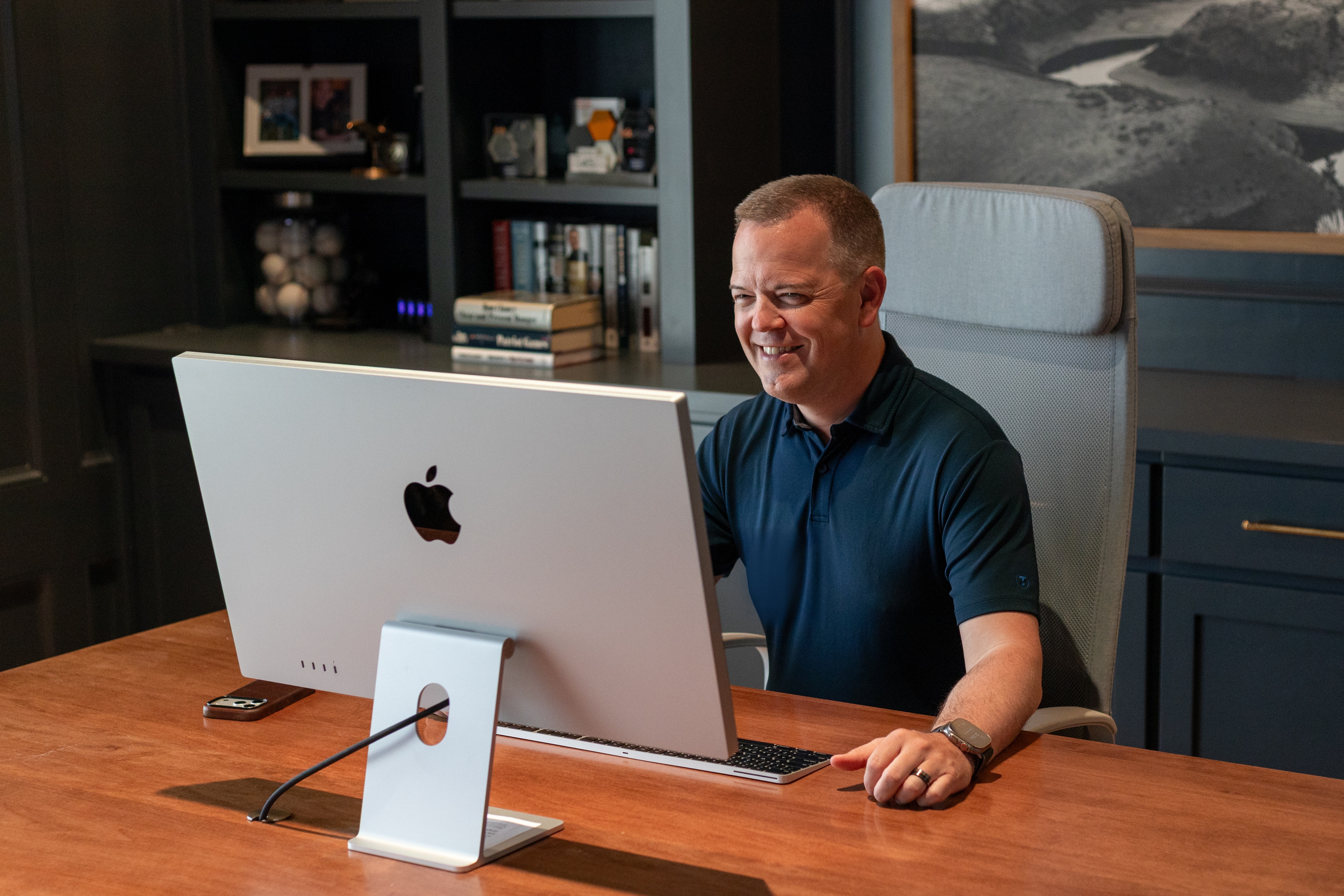 Aaron Klein seated in his study