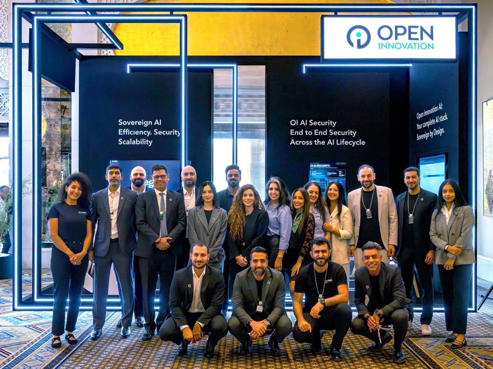 Open Innovation AI colleagues gather at the company’s exhibition stand during Digital Readiness Retreat 2026