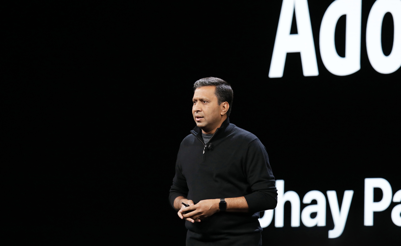 Abhay Parasnis speaking on stage at Apple's WWDC 2018