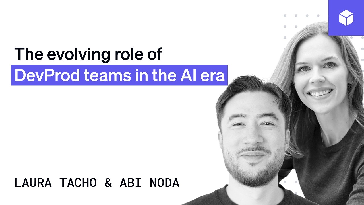 Abi Noda and DX CTO Laura Tacho pictured for a conversation about developer productivity teams in the AI era