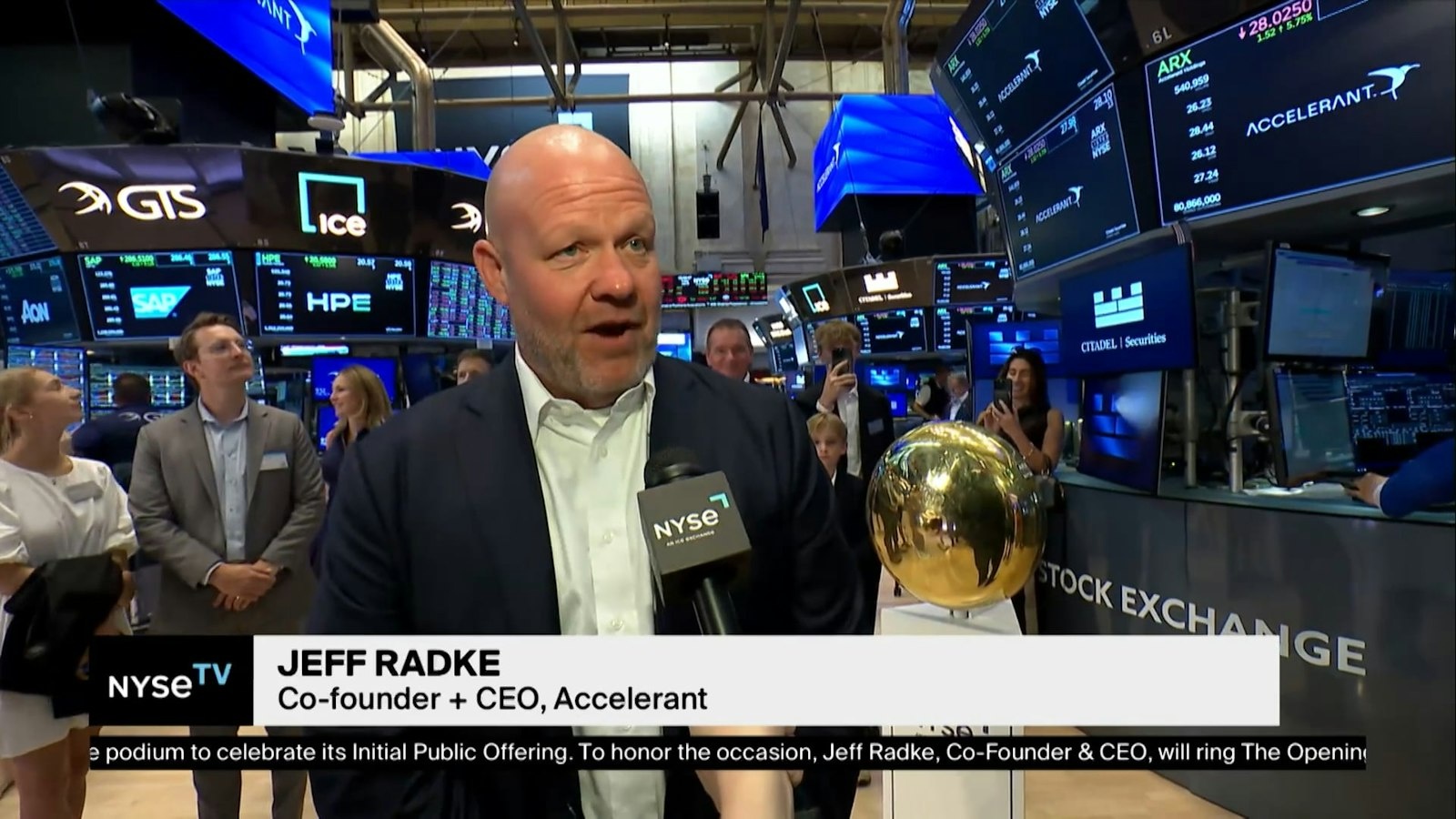 Accelerant co-founder and CEO Jeff Radke appearing on NYSE TV