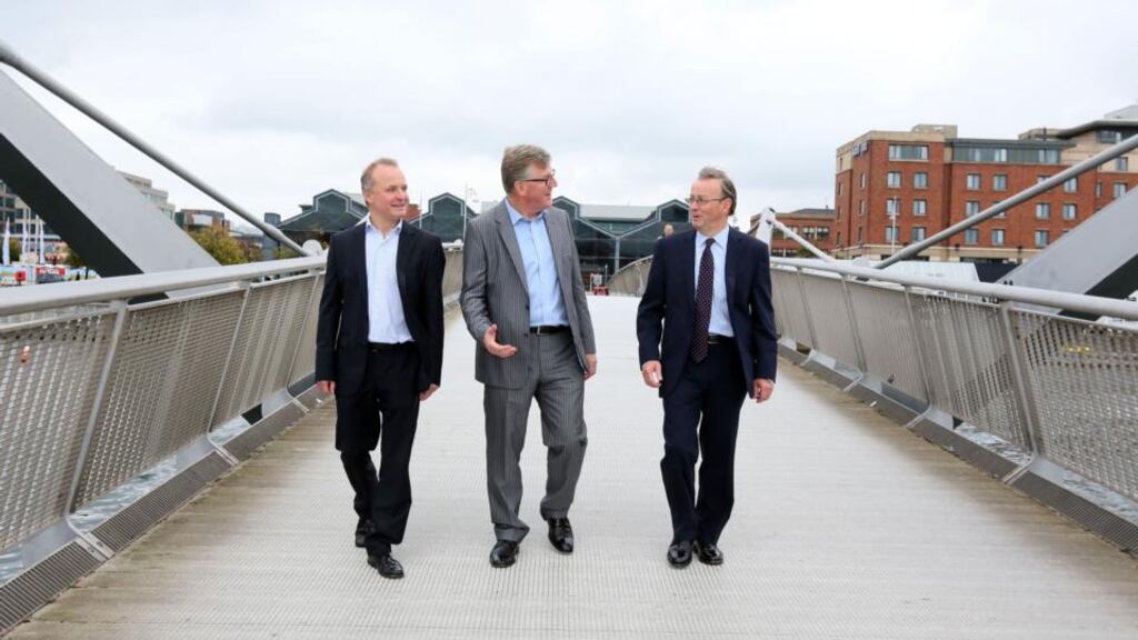 Gerry Maguire, Larry Quinn and Michael Murphy at the Accuris funding announcement