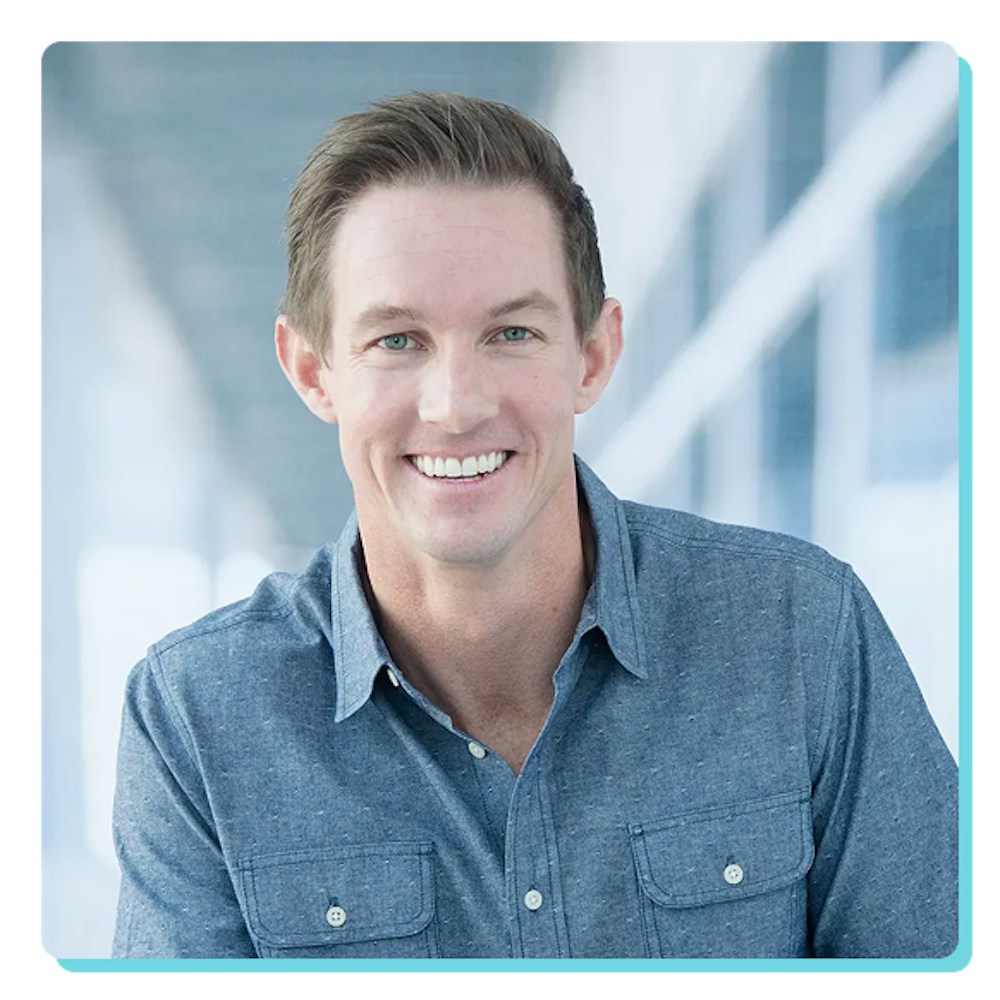 Aceable founder Blake Garrett in a blue shirt