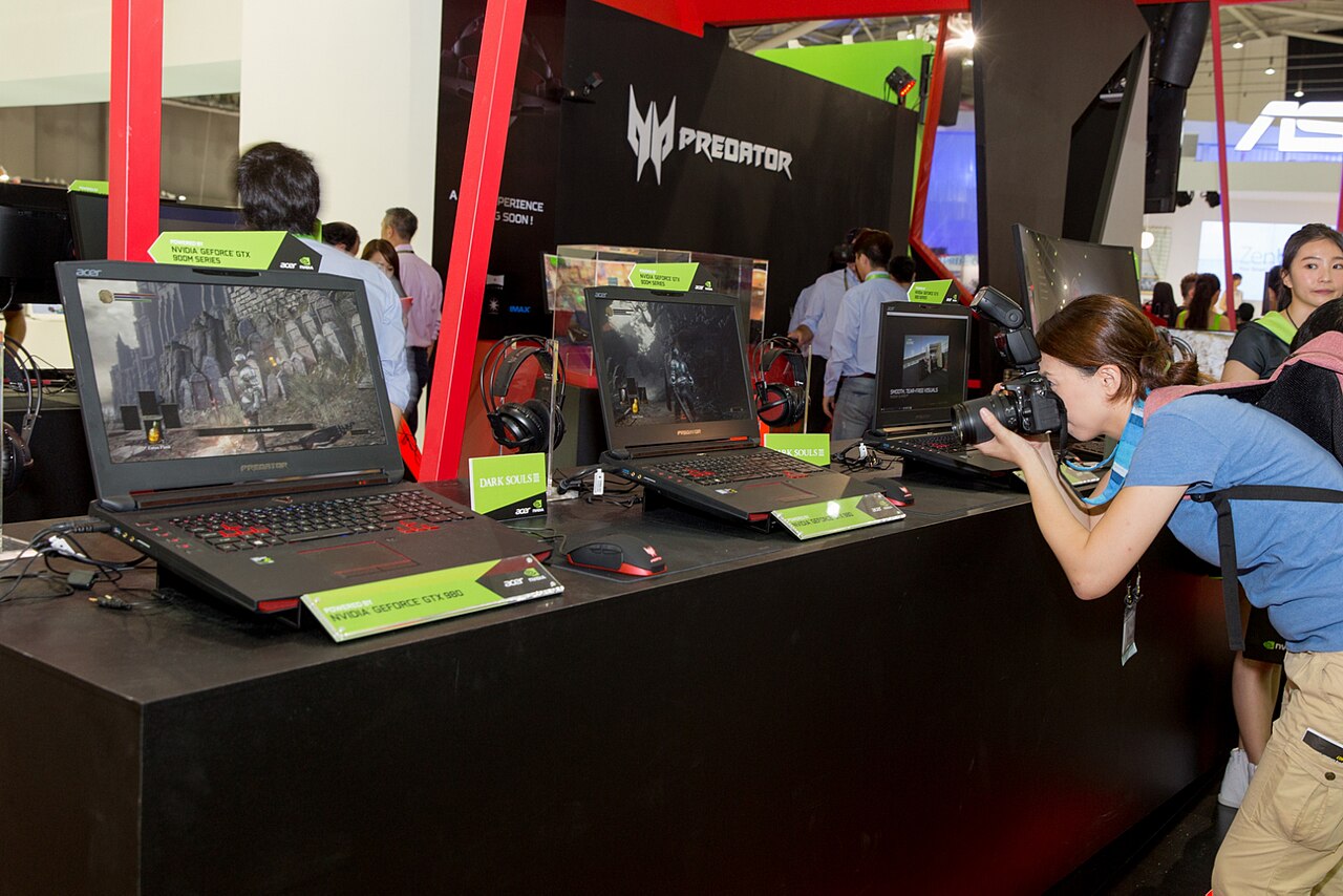 Acer Predator gaming laptops and mice on display at Computex in Taipei