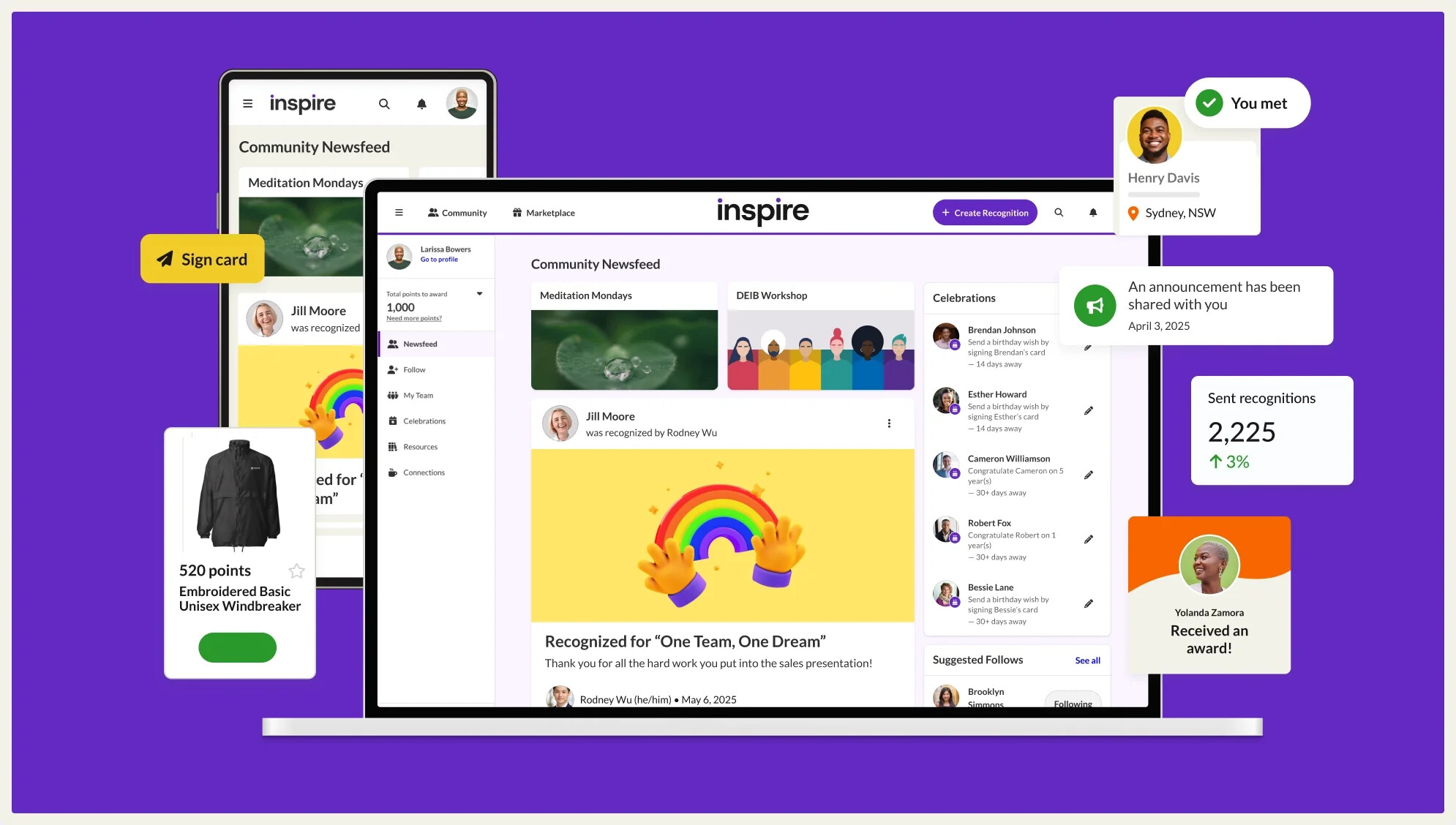 A colorful view of the Achievers employee engagement platform