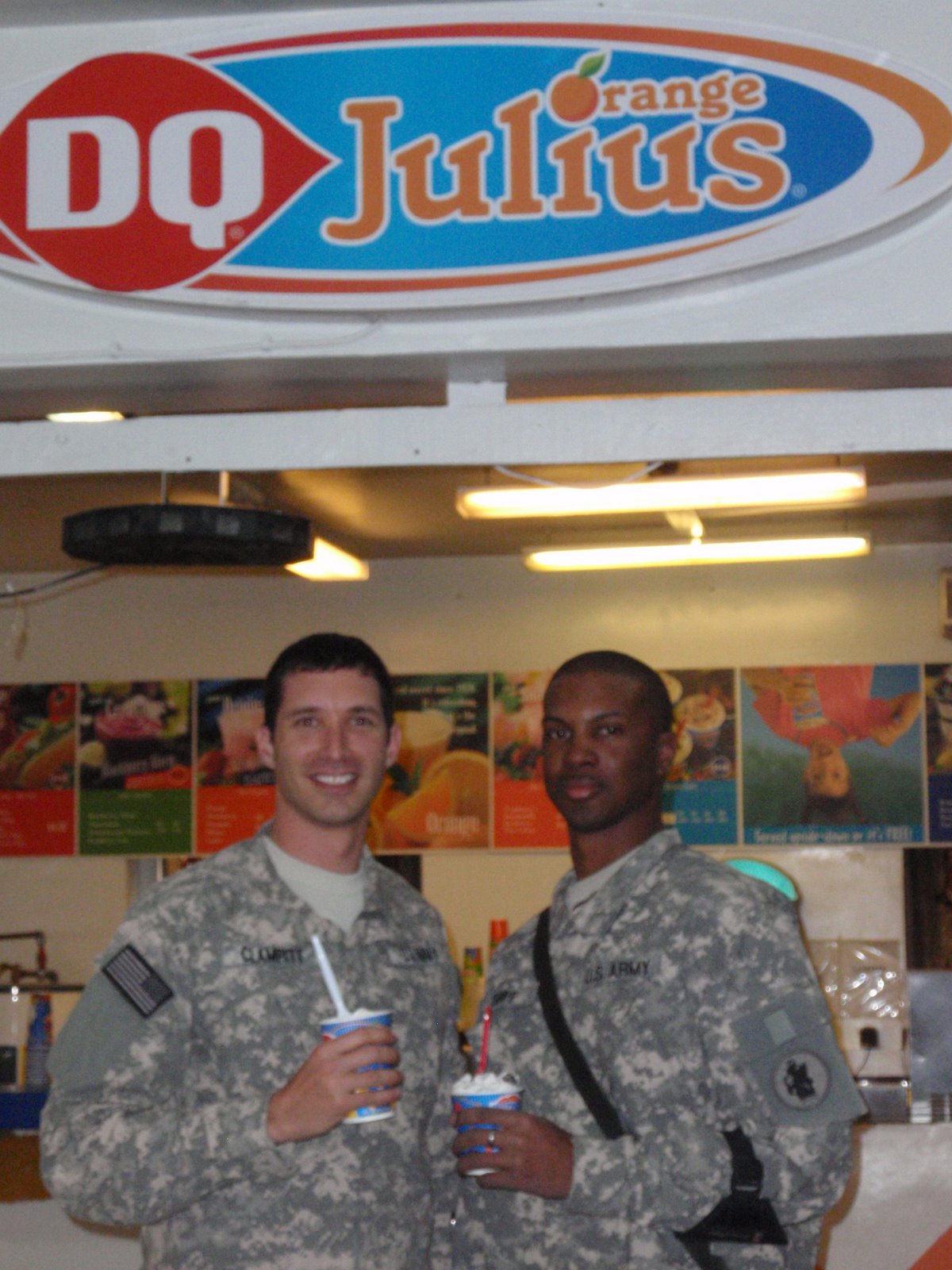Adam Clampitt and Specialist Shipp enjoying Dairy Queen Blizzards in Kabul