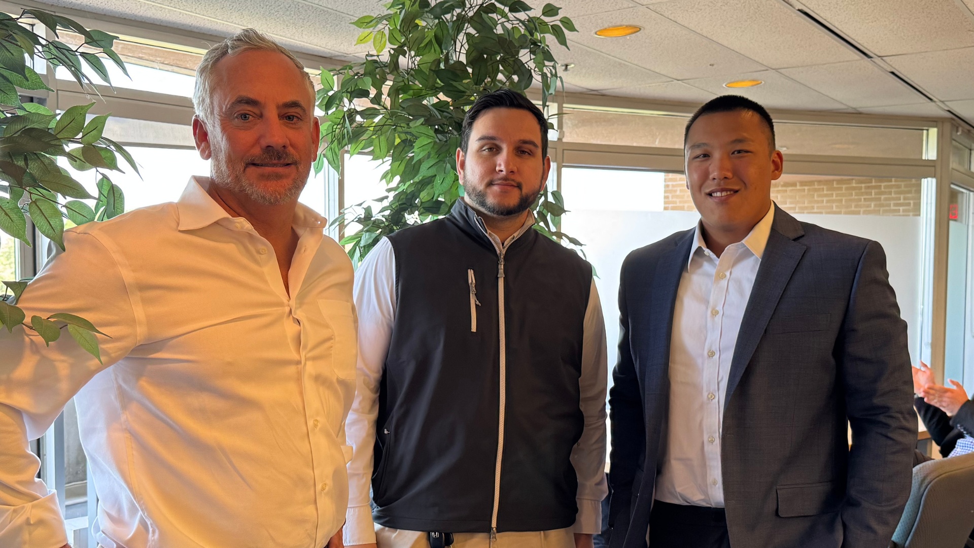 Adam Felesky with McMaster MBA students Brandon Fausto and Justin Wong