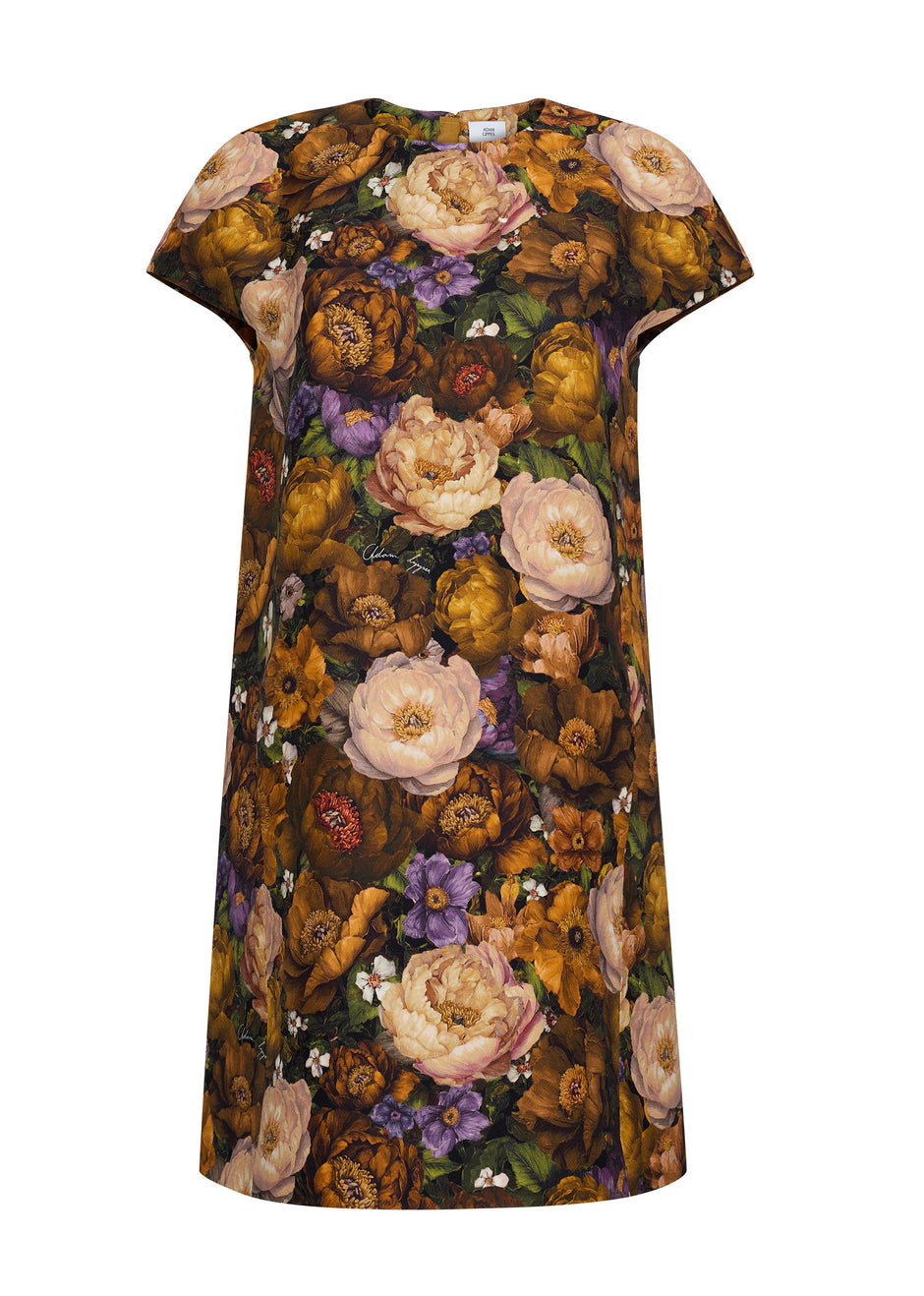 Adam Lippes Agata dress in a gold floral pattern