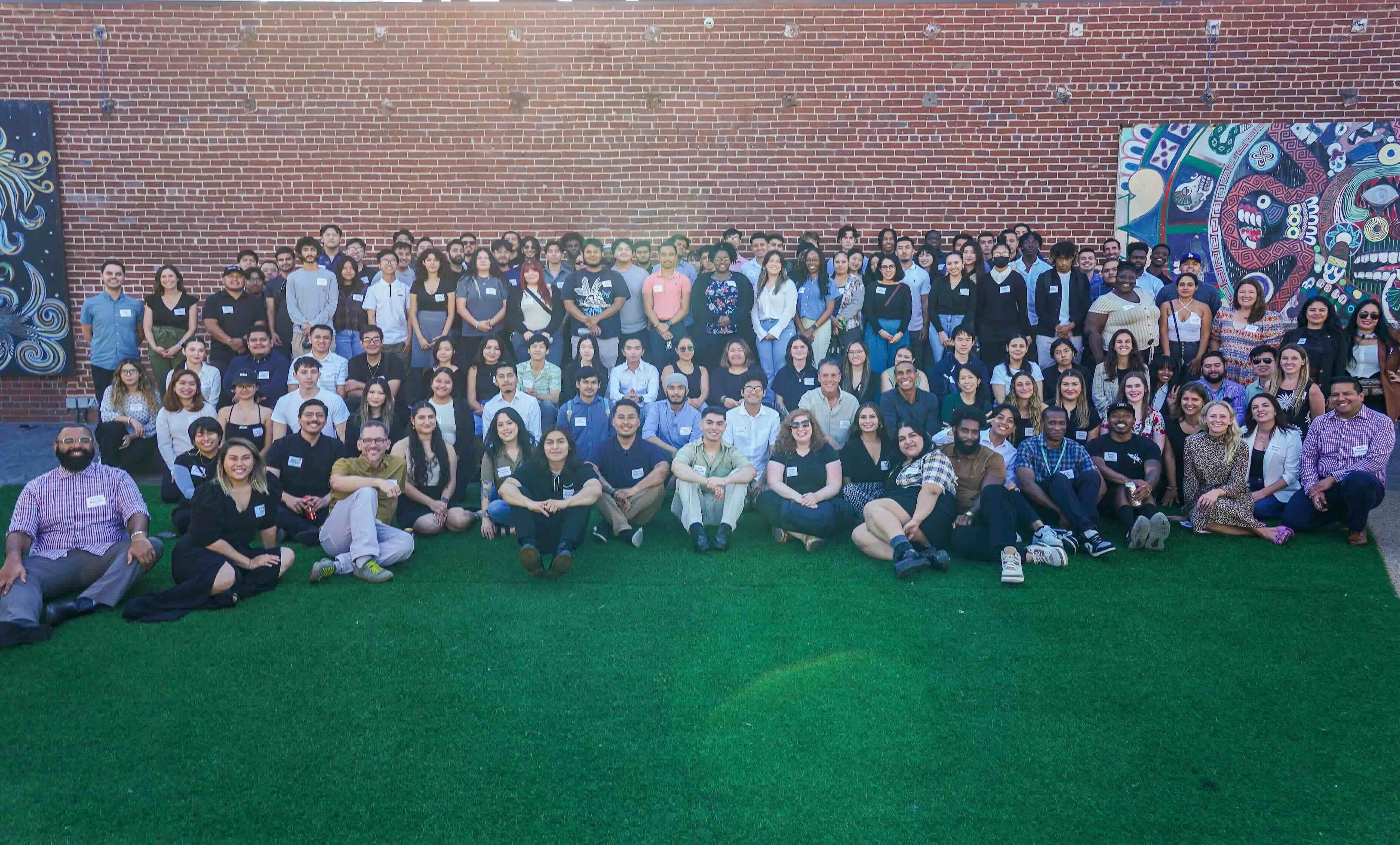 Adam Miller with participants at an LA-Tech.org intern graduation