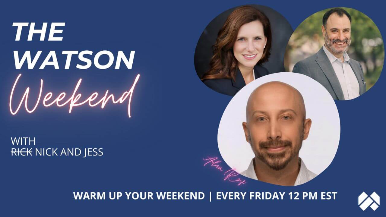 The Watson Weekend episode artwork featuring Adam Rose, Jessica Lesesky and Nick Kaplan