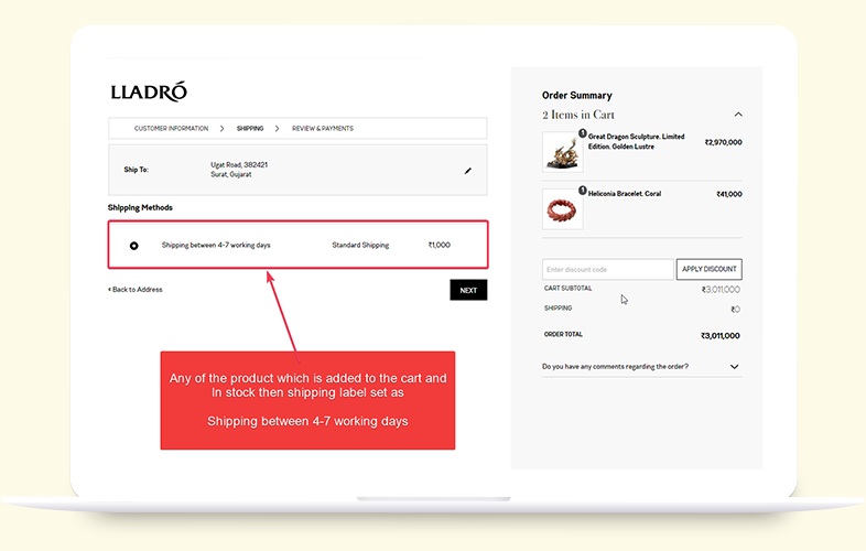AddWeb’s portfolio mockup of the Lladró online store