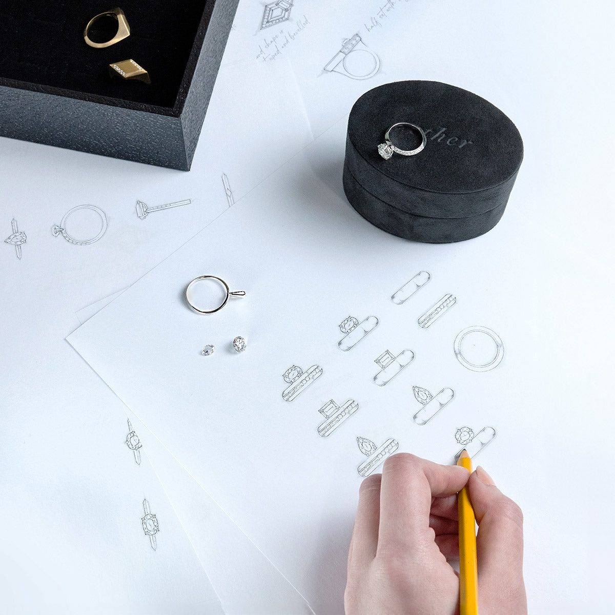 Aether’s custom-jewelry design work shown in its official bespoke-jewelry photograph