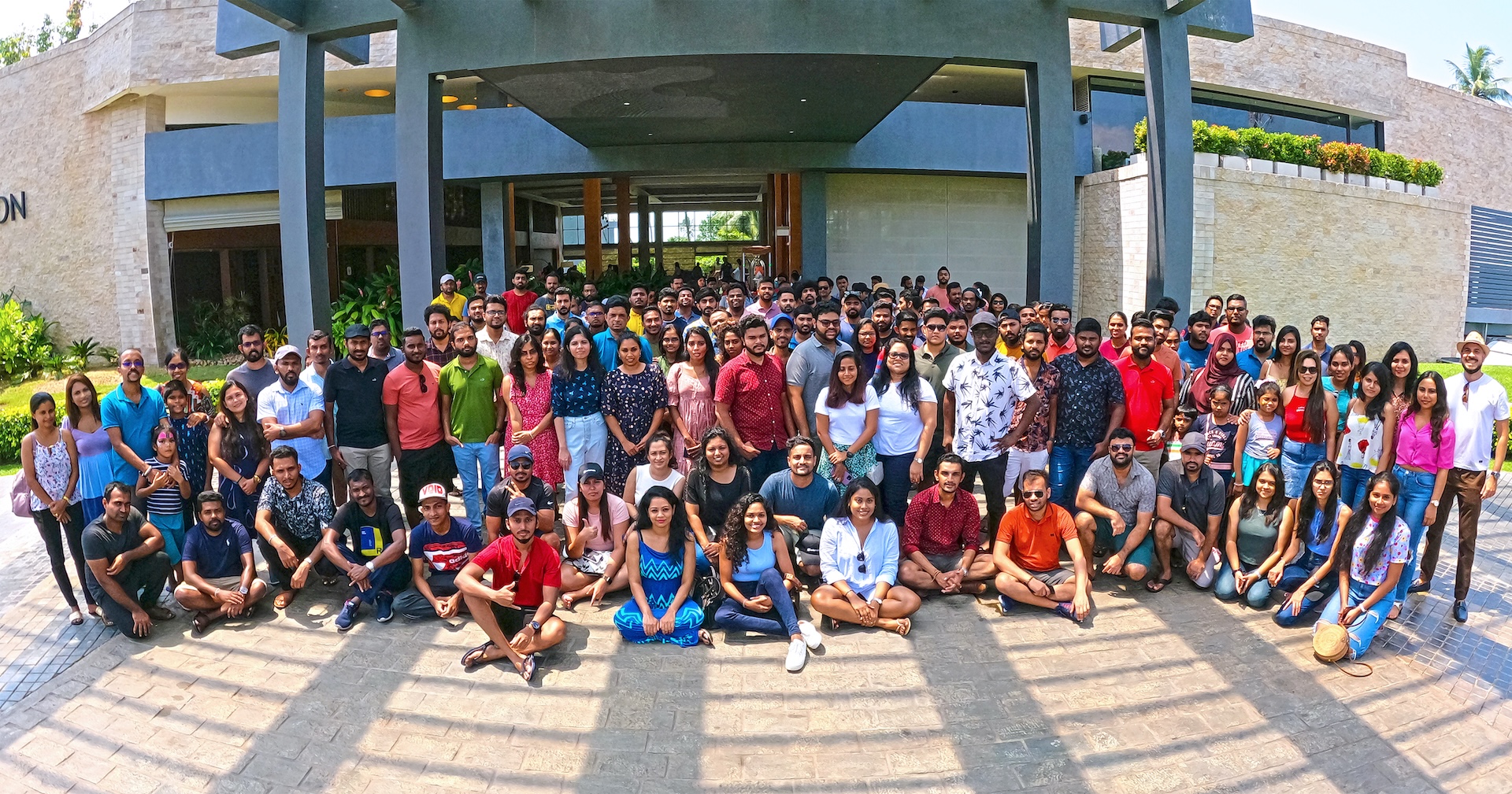 Aeturnum colleagues and family members gathered for a group photograph during a trip to Kosgoda, Sri Lanka