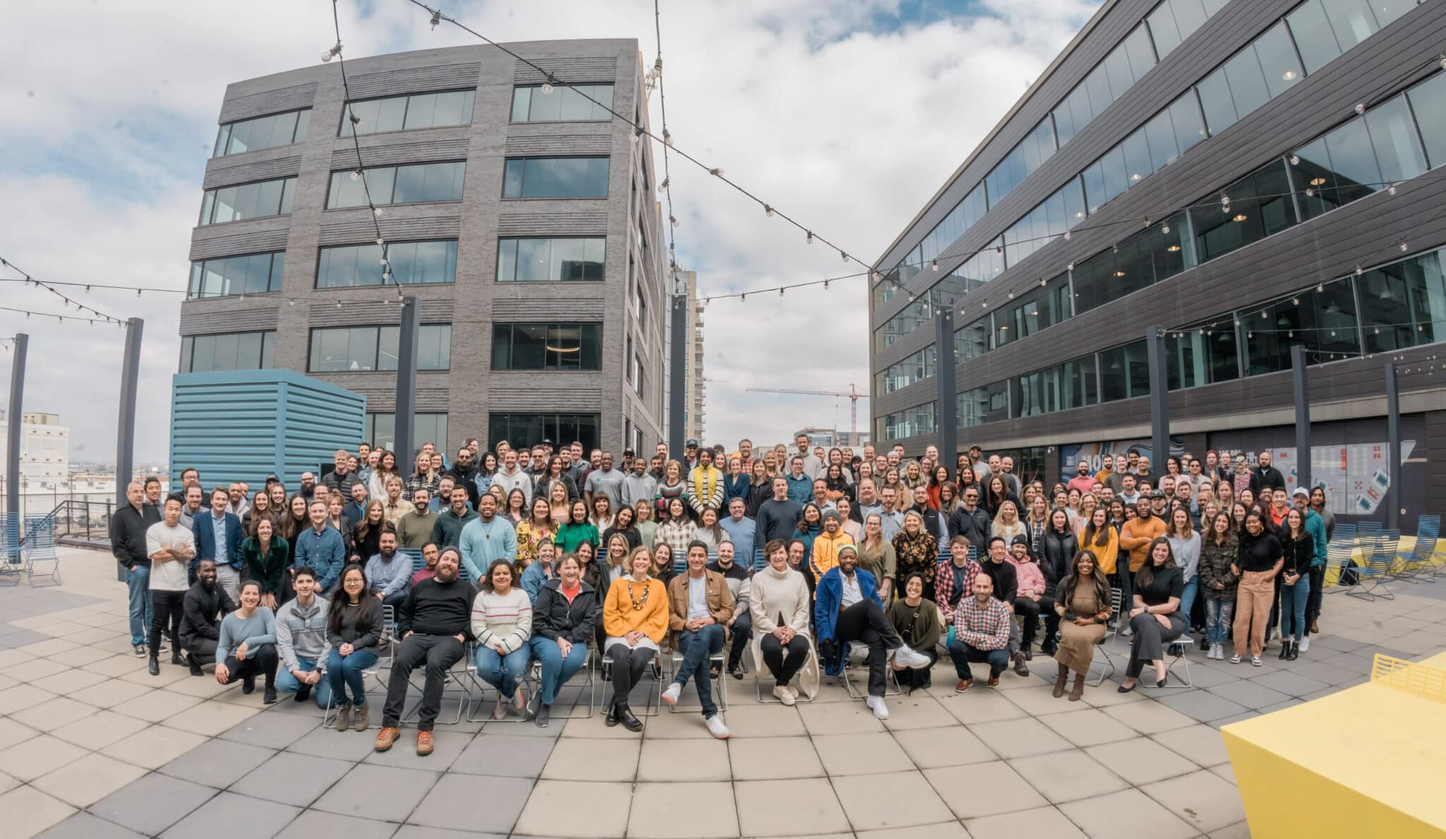 AgentSync employees gathered for a company team photo