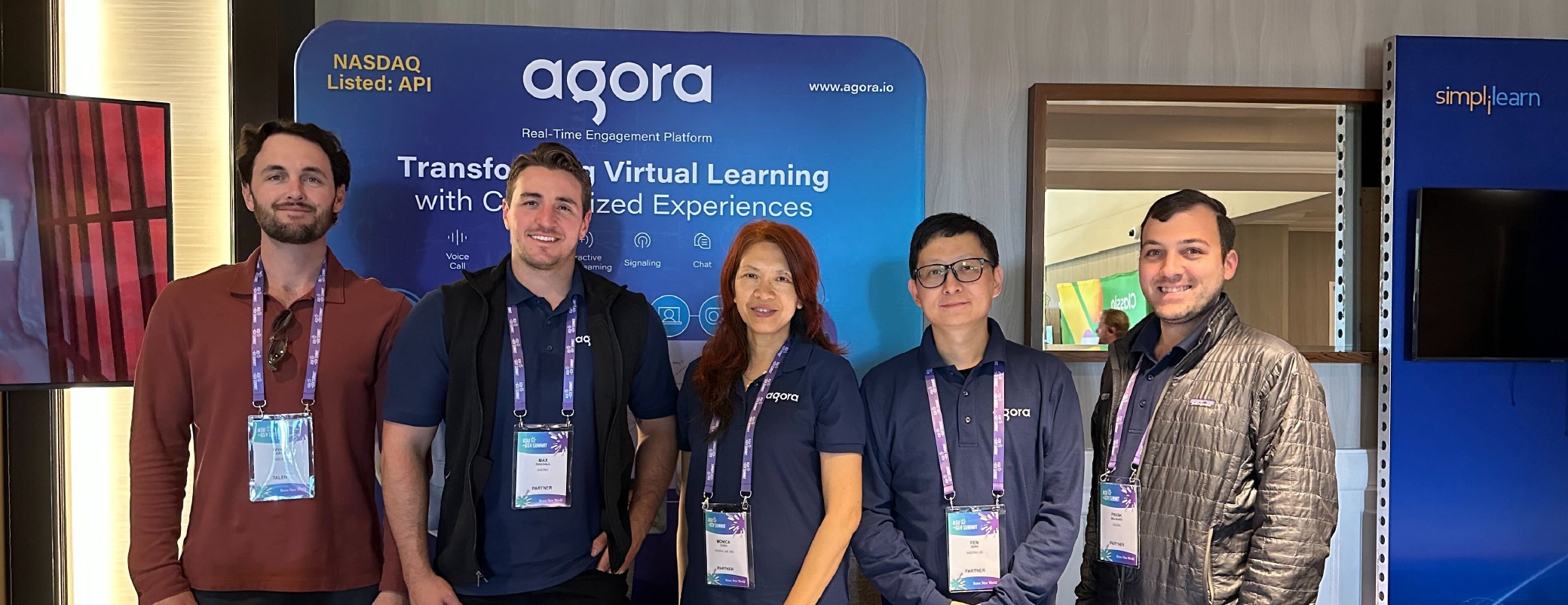 Agora employees gathered at a company event
