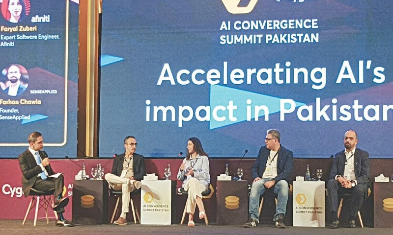 Ahmed Hashim moderating a panel at AI Convergence Summit Pakistan