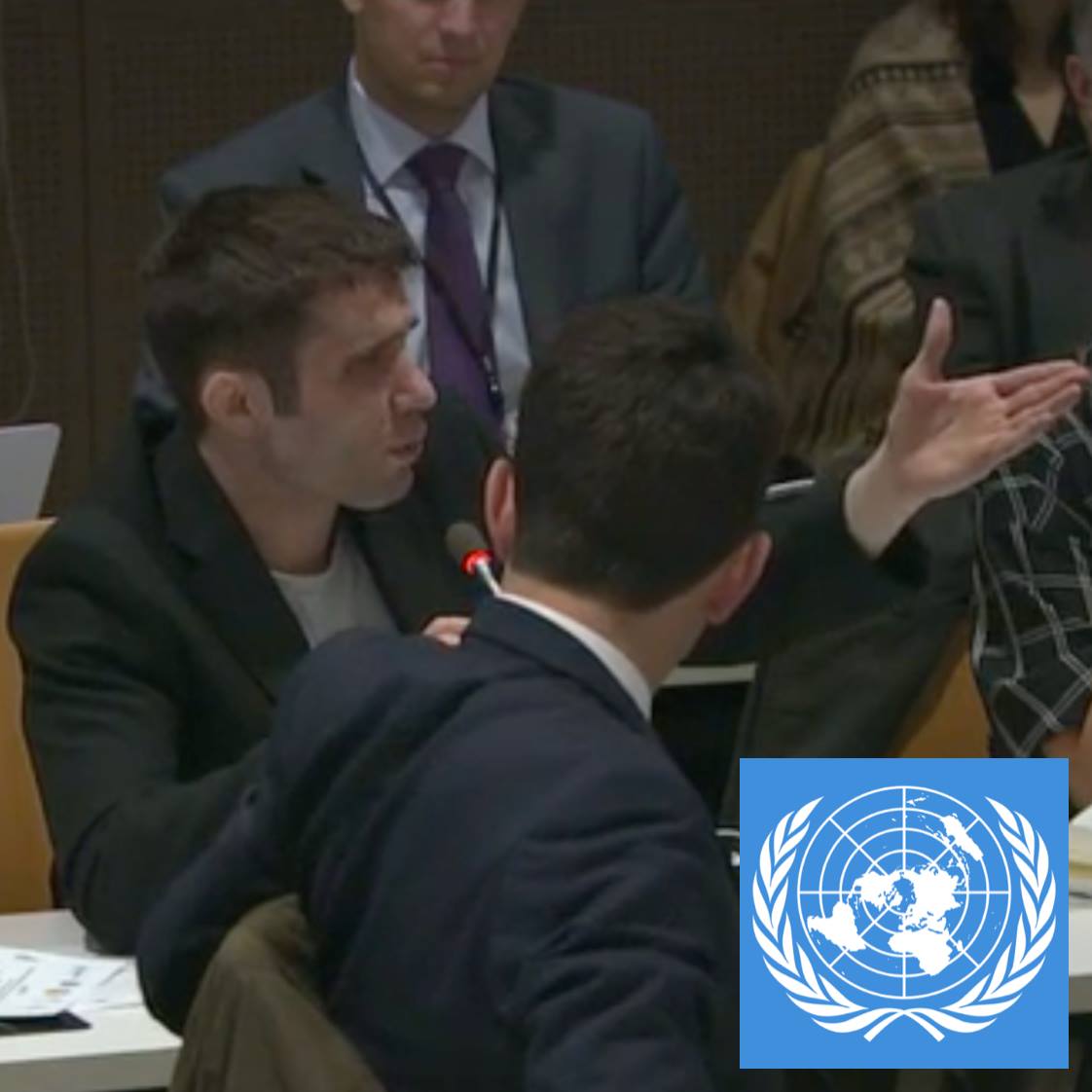 Daniel Faggella speaking with participants at United Nations Headquarters in New York