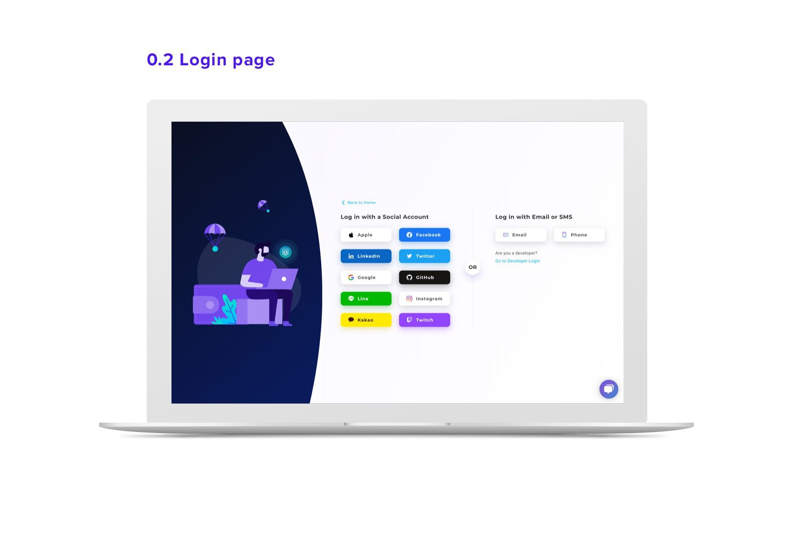 ORE ID sign-in screen offering social, email and phone options