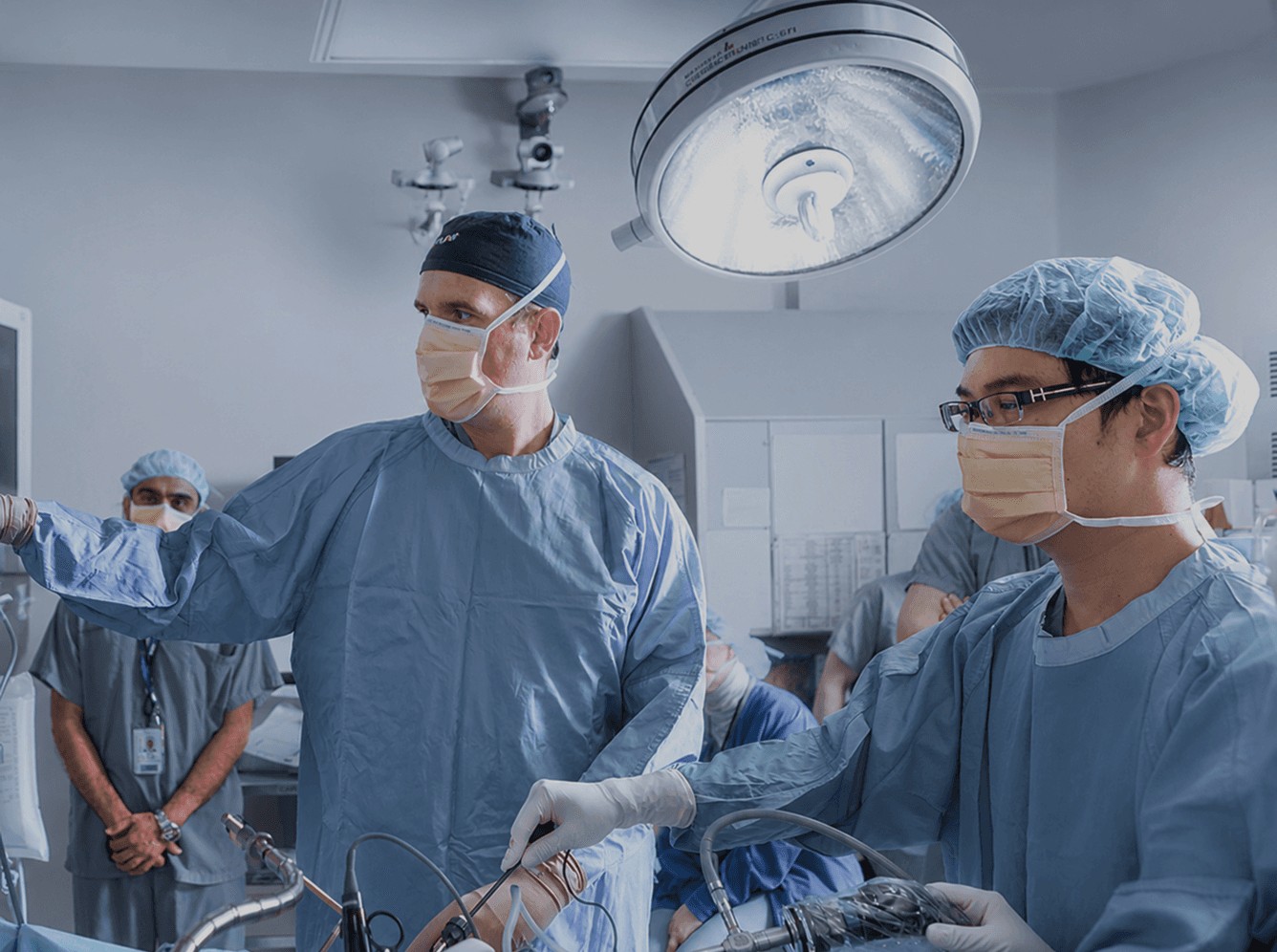 Surgical team at work in an operating room