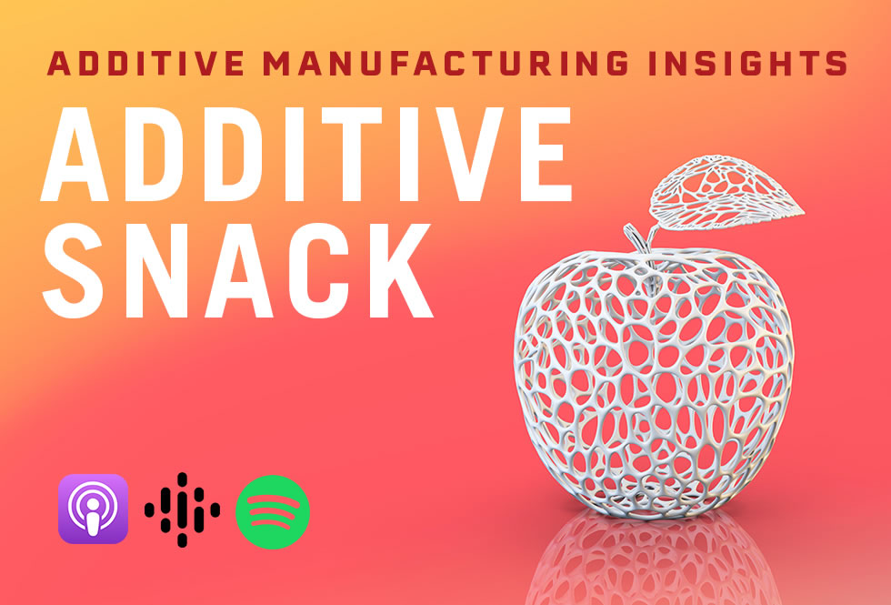 Additive Snack podcast artwork featuring a lattice-like 3D printed apple