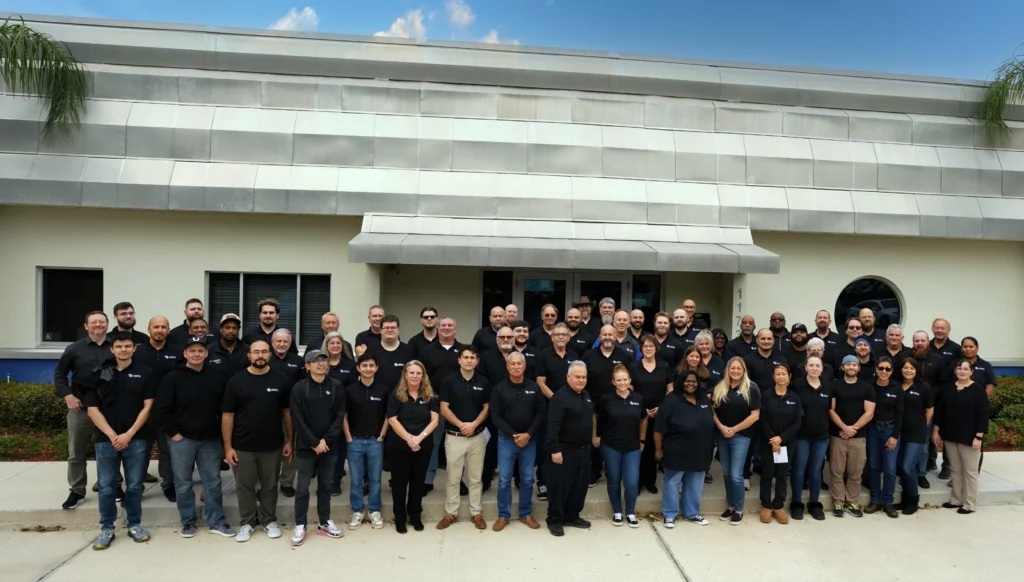 AirPro Diagnostics team gathered outside its Jacksonville headquarters