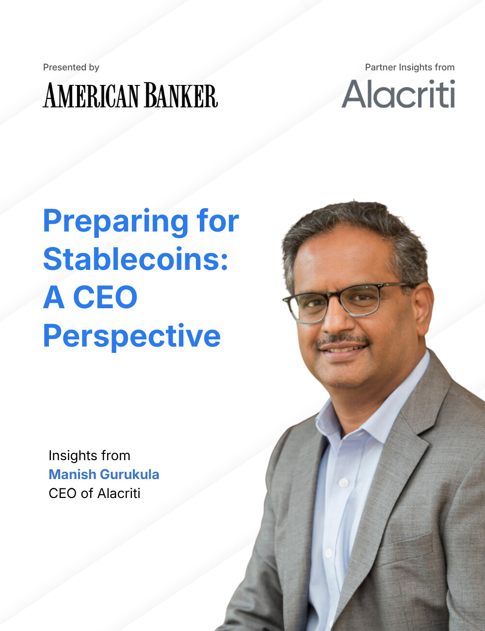 Alacriti co-founder and CEO Manish Gurukula in a presentation graphic about stablecoins