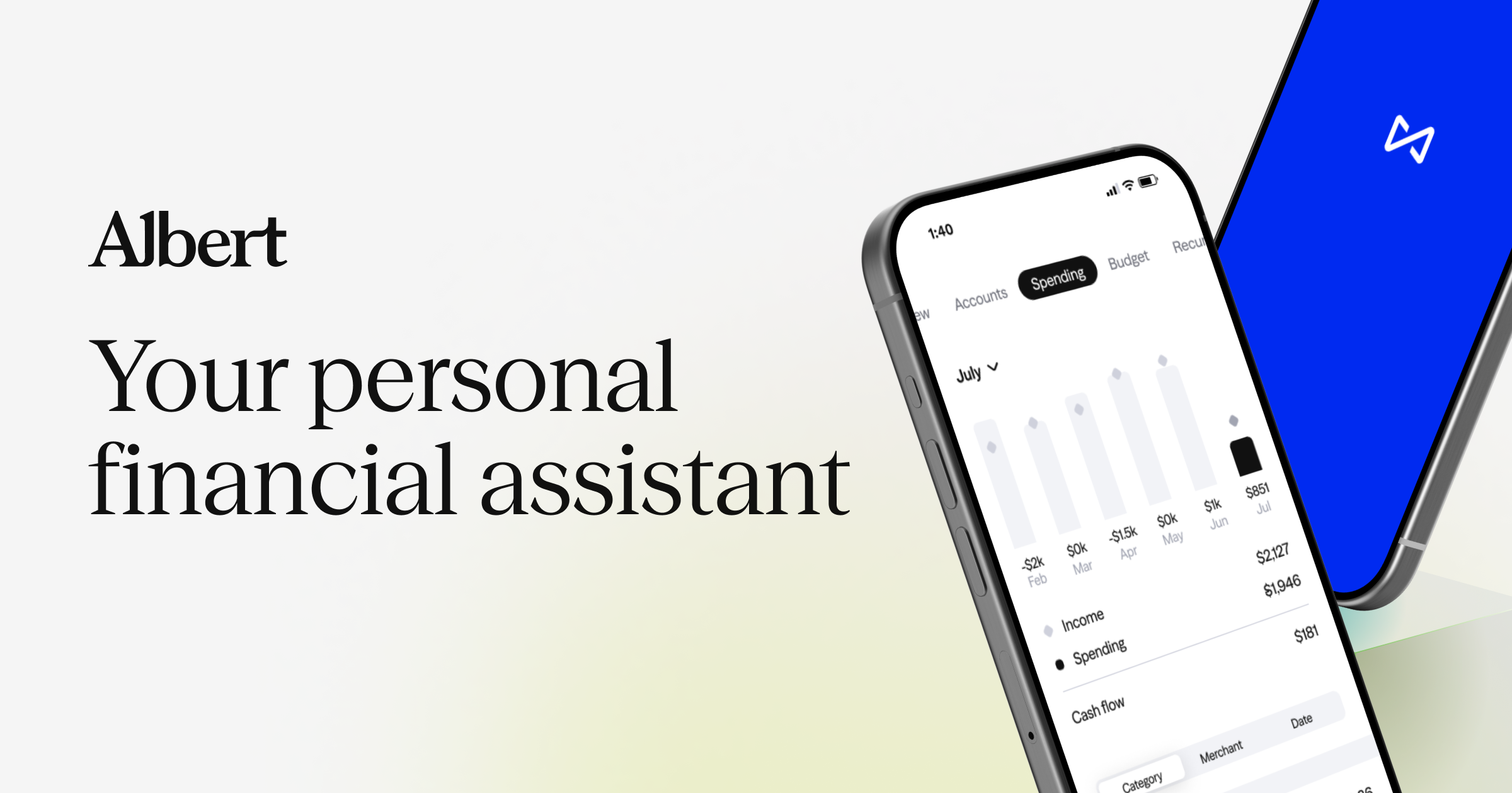Albert - your personal financial assistant, shown on a phone